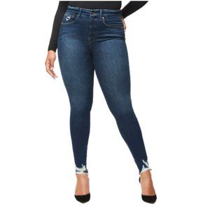 Good American Good Waist Jeans Womens 14 / 32 High Rise Waist Skinny Fringe Hem